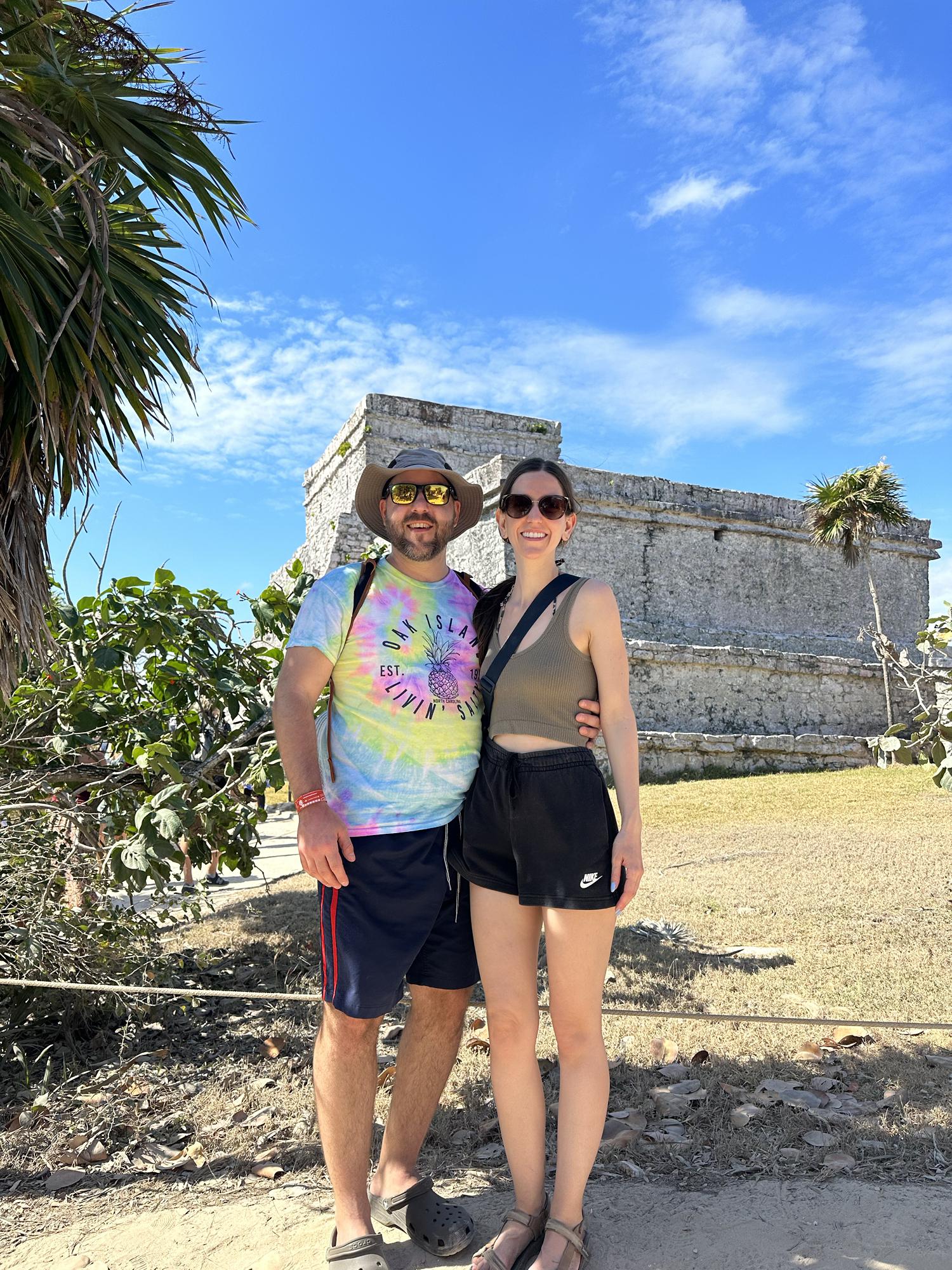 Visiting the Mayan ruins in Tulum, Mexico.