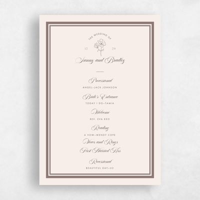 Taupe, Brown Wedding Program - Fable