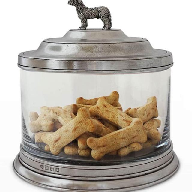 Glass Cookie Jar with Dog Finial