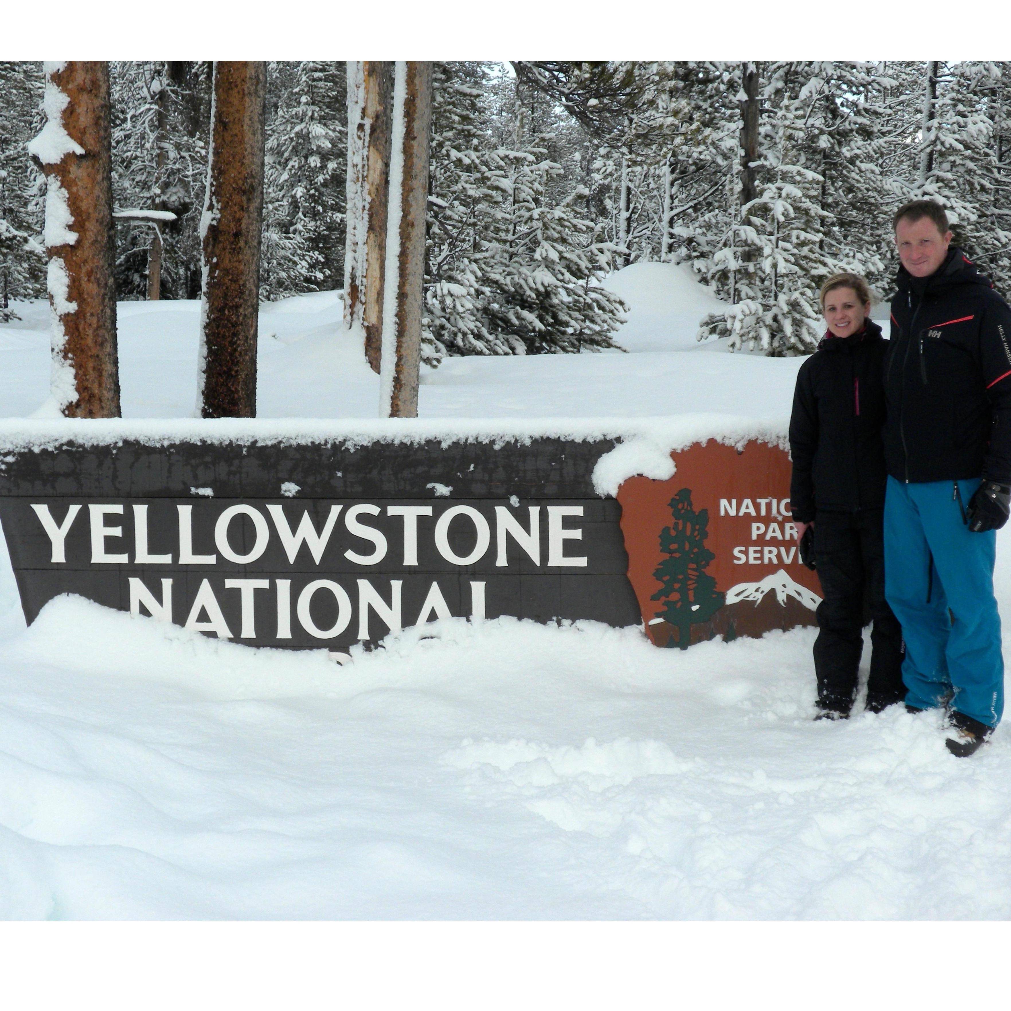 We explored Yellowstone on snowmobiles.
