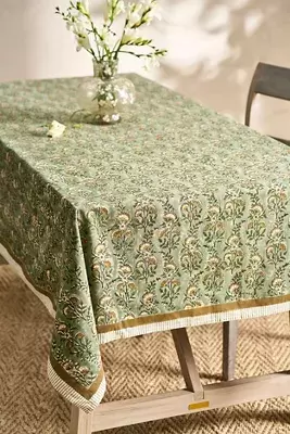 Calla Cotton Tablecloth, Sage