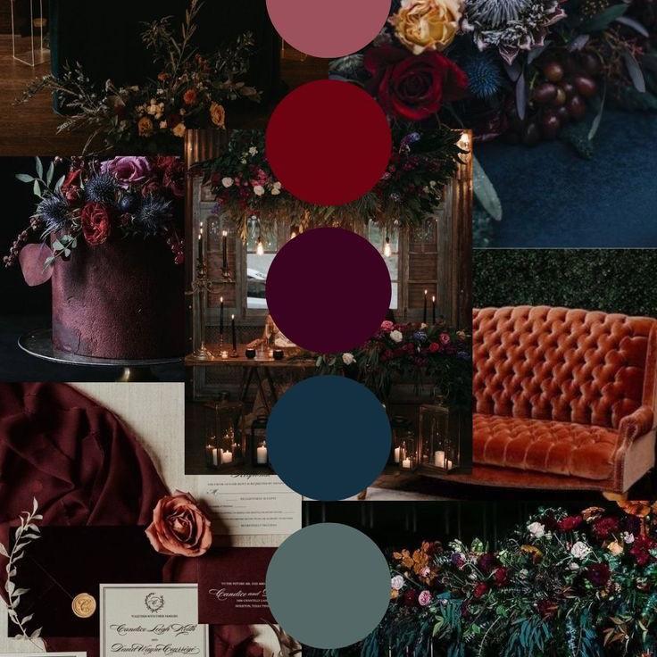Our color palette for the wedding! Deep oranges are also fine as well. :)