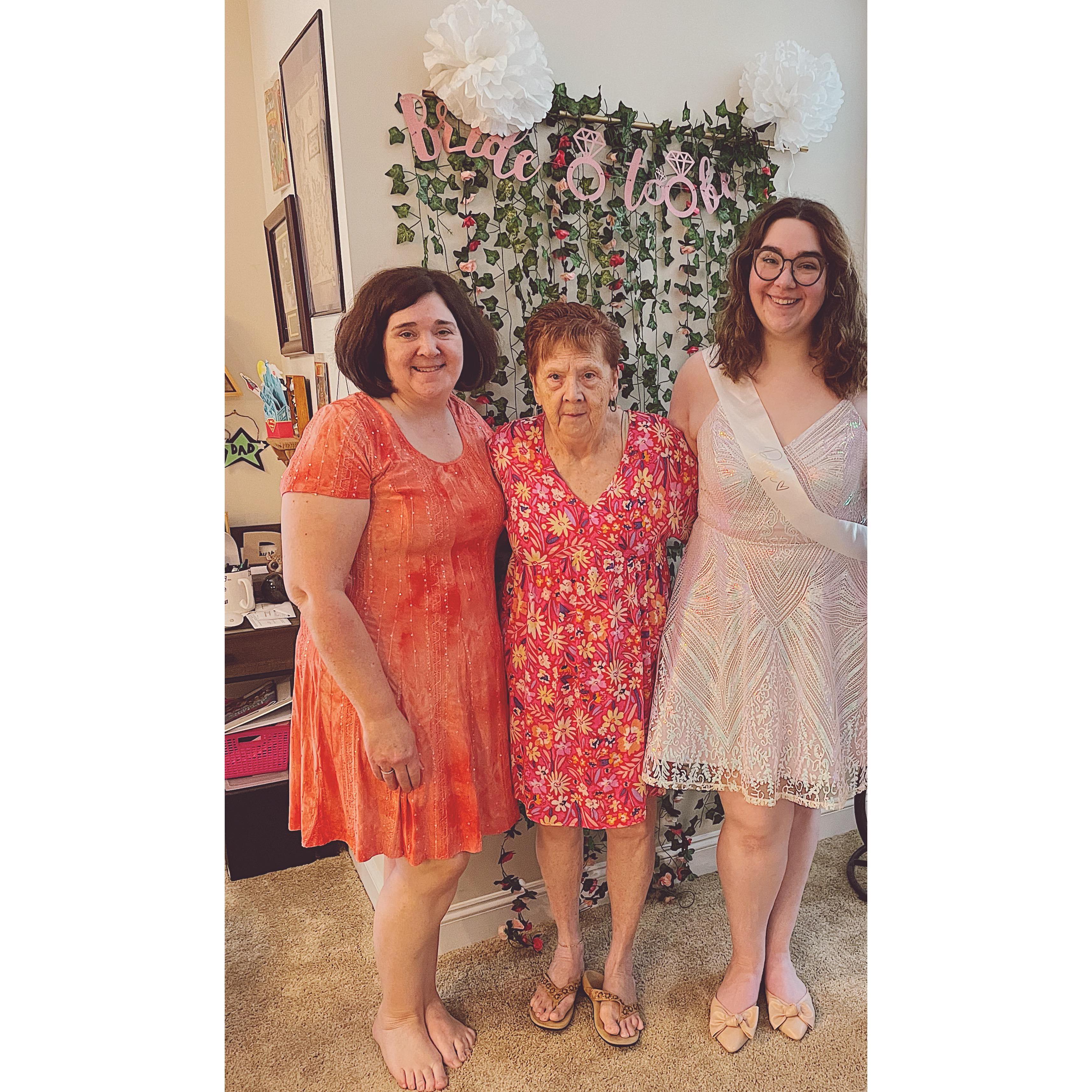 Jenn with Mom & Grandma at Bridal Shower