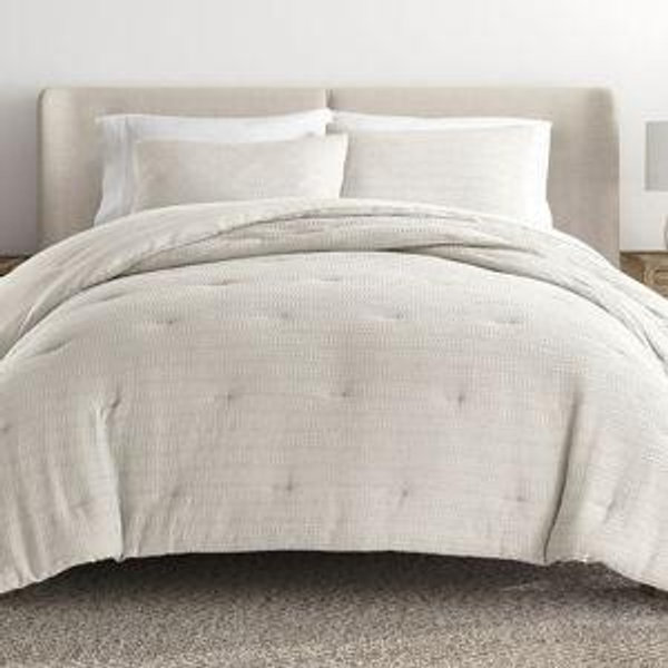 Urban Loft's Waffle Textured 3 Piece Comforter Set All Season Down-alternative Ultra Soft Bedding (King - Dune)