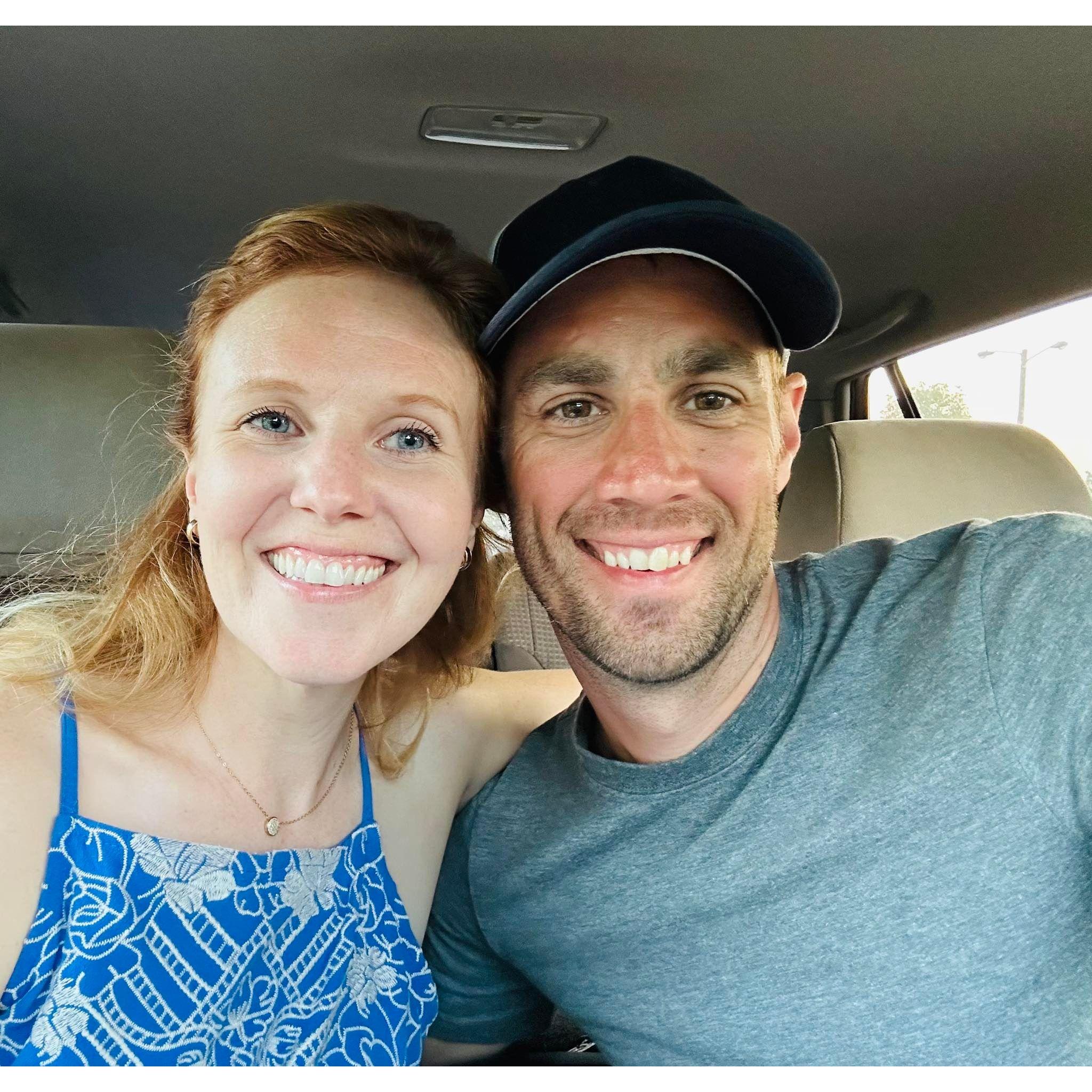 This was our first picture together. We had just met three days earlier and Josh suggested a picture there at the Athens Regional Park in the parking lot in his 4Runner.