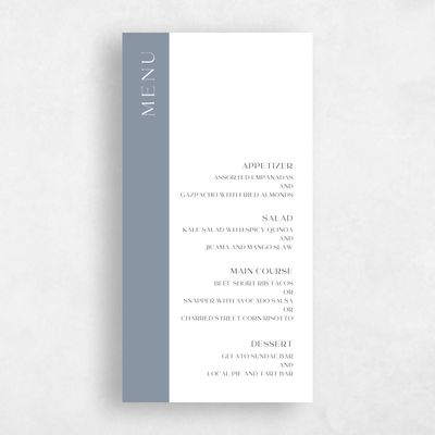 Blue Wedding Menu - Taos