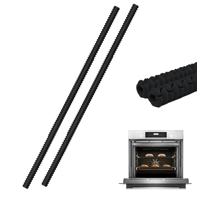 Extra Long 22 inch Silicone Oven Rack Shields Guards Oven Rack Protectors Prevents Hand and Arm Burns, Heat Resistant,Silicone, 2pcs,Black