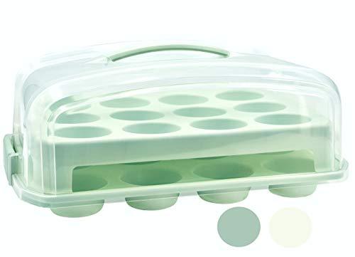 Top Shelf Elements Cupcake Carrier, Fashionable Seafoam Green Holder Carries 24 Gourmet Cupcakes, Durable Traveler Airtight Storage