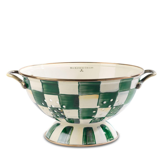 Mackenzie-Childs Emerald Check Large Colander