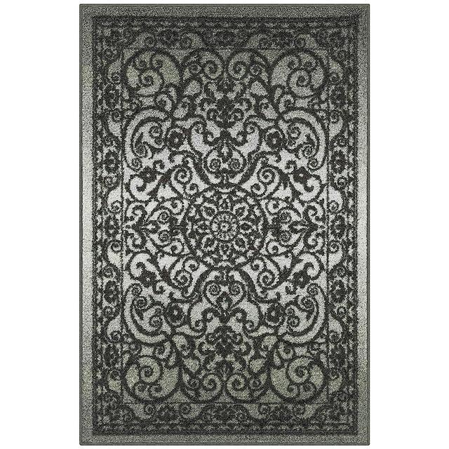 Maples Rugs Pelham Vintage Area Rugs for Living Room & Bedroom [Made in USA], 3'4 x 5, Grey Tonal