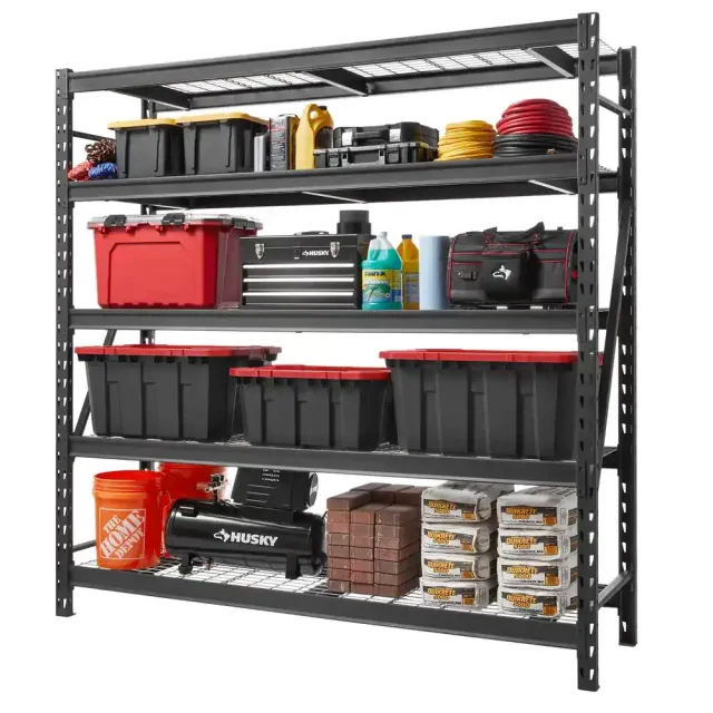 Black Heavy Duty 5-Tier Industrial Welded Steel Garage Shelving Unit (90 in. W x 90 in. H x 24 in. D)