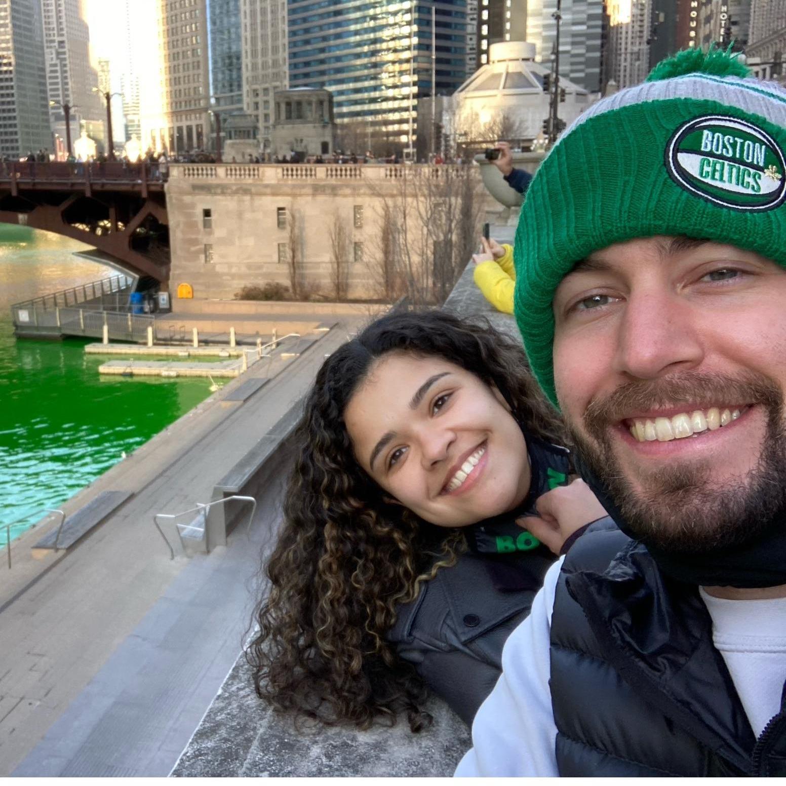 Covid ruined our St. Patrick's Day plans in 2020 but we made it downtown to see the river dyed green in 2021!