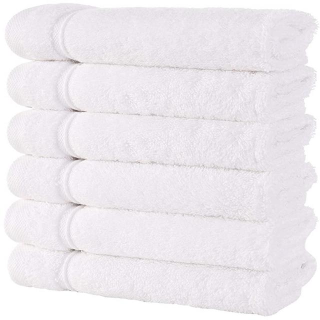 Qute Home 6-Piece Washcloths Towels Set, 100% Turkish Cotton Premium Quality Towels for Bathroom, Quick Dry Soft and Absorbent Turkish Towel Perfect for Daily Use, Set Includes 6 Wash Cloths (White)