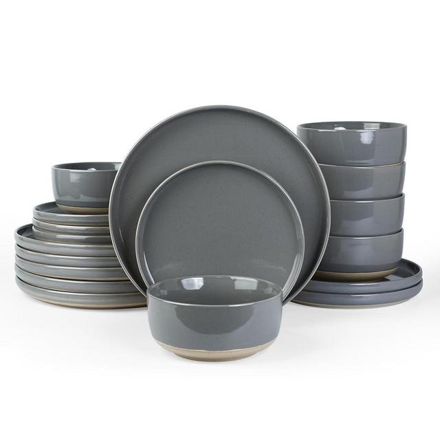 famiware Milkyway Plates and Bowls Set, 18 Pieces Dinnerware Sets, Dishes Set for 6, Dark Gray