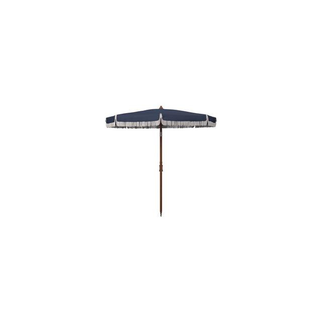 Estonia 6.5 Ft Fringe Beach Umbrella - Navy - Safavieh