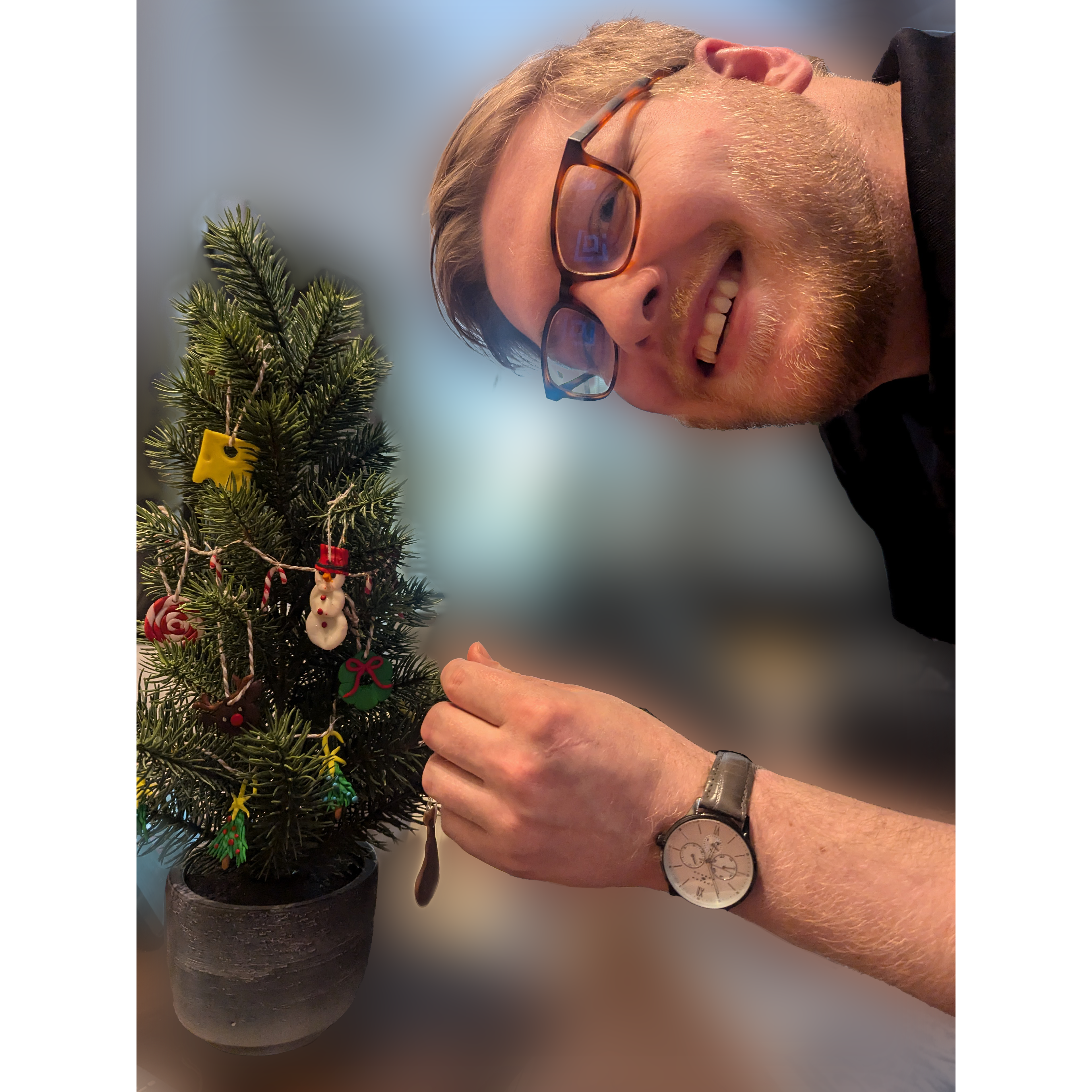 Making ornaments for our tiny Christmas tree!