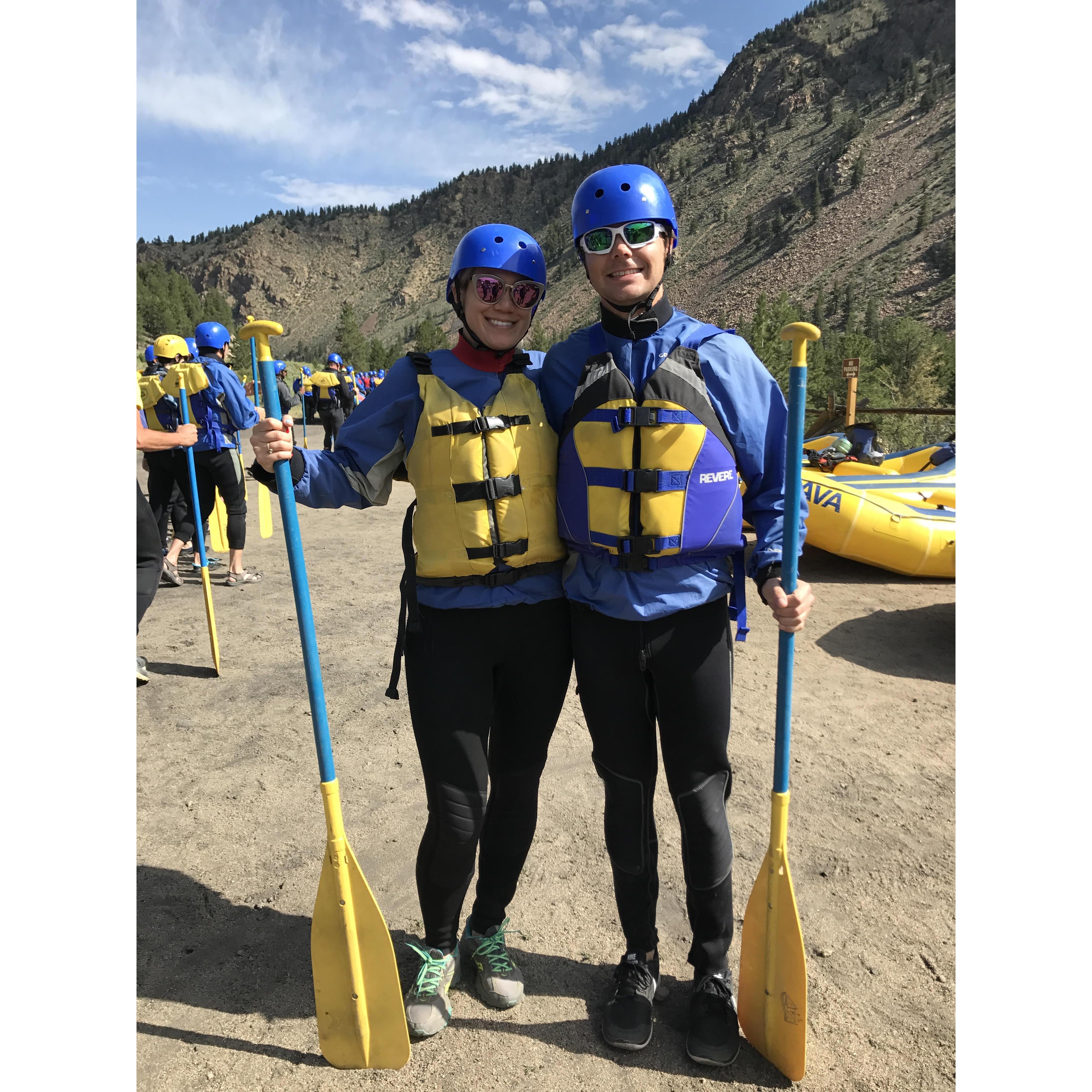 We make wetsuits and helmets stylish during a rafting excursion along the Arkansas River.