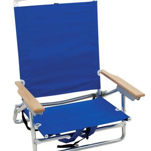 Rio Brands 5 Position Classic Lay Flat Beach Chair with Backpack Straps