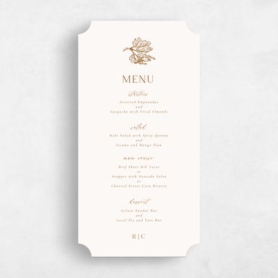 Yellow Ticket Wedding Menu - Velarde