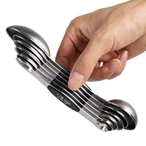 Measuring Cups Magnetic 7pcs Magnetic Measuring Spoons Set Dual Sided  Stainless Steel Double Sided Teaspoon Tablespoon for Dry and Liquid  Ingredients (Black) Coffee Measuring Cup 