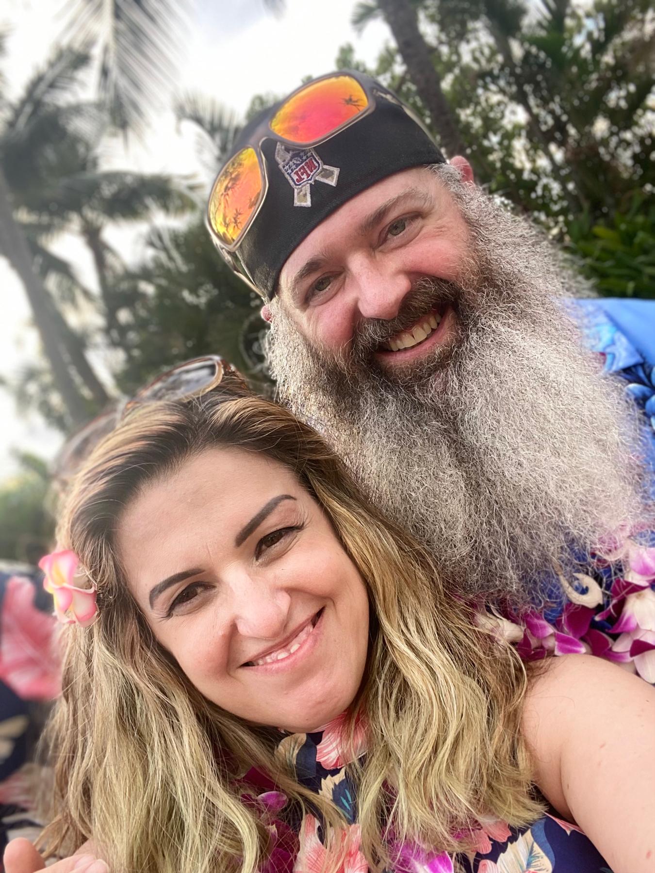 April 8, 2023. Prior to the amazing dinner and the educational show at the Luau, we took a picture together. We were there to celebrate his parent’s 50th anniversary.