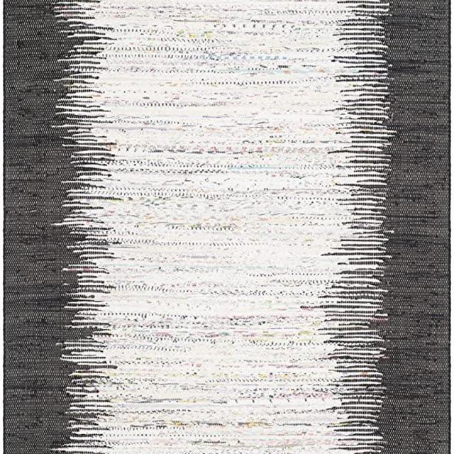 Safavieh Montauk Collection MTK711H Handmade Flatweave Ivory and Black Cotton Area Rug (5' x 8')