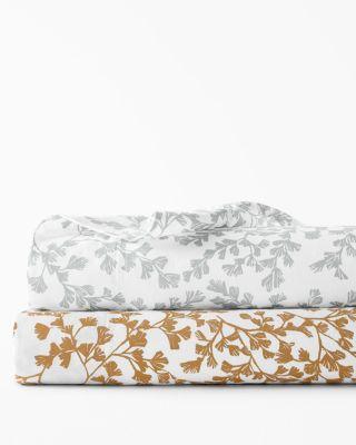 Ginkgo Vine Relaxed-Organic-Cotton Sateen Sheet Set, Queen
