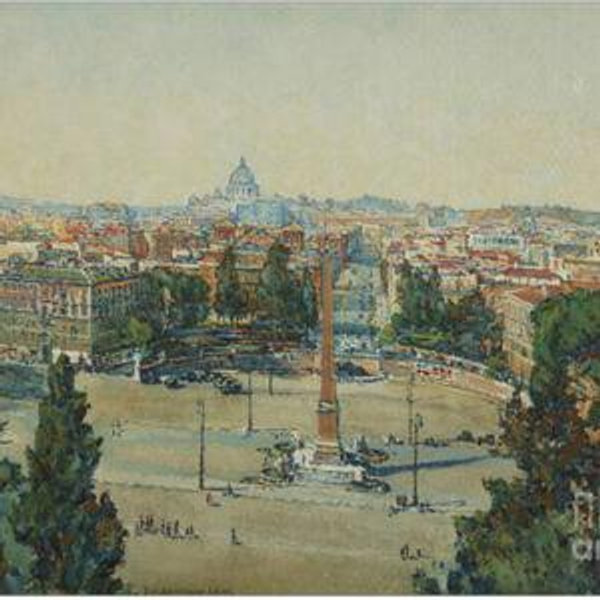 20x13 Art Print Rome, From The Pincio, Piazza Del Popolo, 1933 Art Print by Beatrice Mary Seccombe Leech
