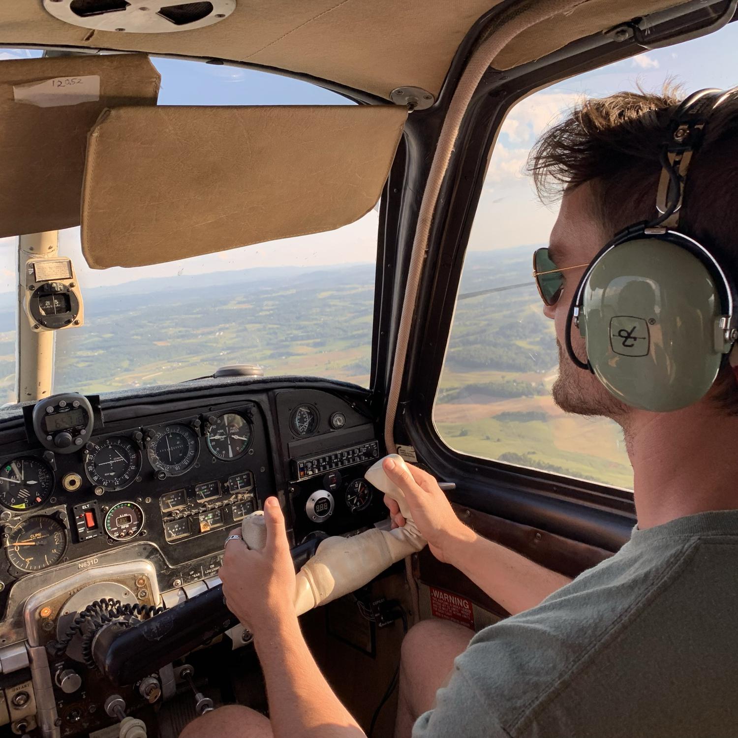 Took him in a plane for the first time. Takes "flying" to another level!