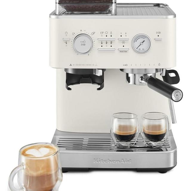 KitchenAid Semi Automatic Espresso Machine with Burr Grinder, 2.5L, KES6551PL, Porcelain White