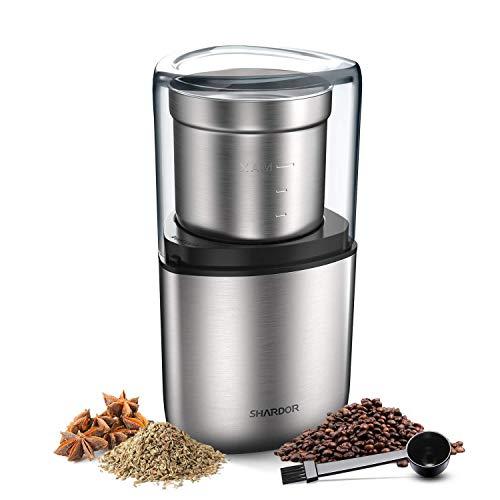 SHARDOR Electric Coffee Bean Grinder, Spice Grinder, 1 Removable Bowl with Stainless Steel Blade, Silver