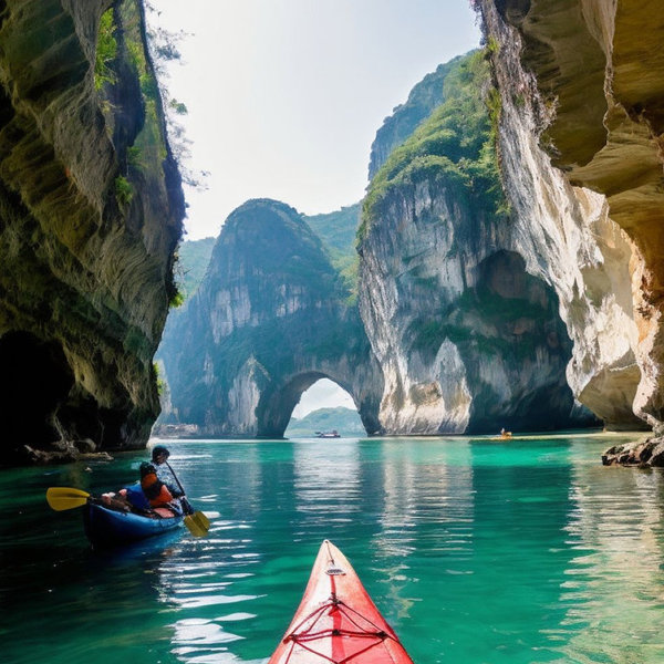 Kayak por la bahia de Halong Bay