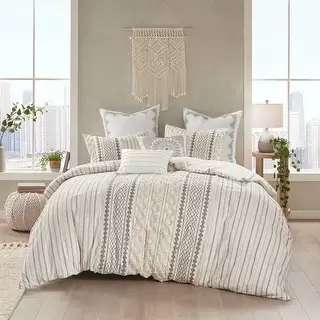 The Curated Nomad Clementina Cotton Chenille Comforter Set - Ivory - King - Cal King