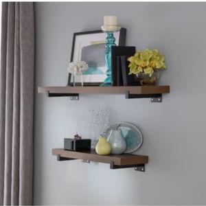 allen + roth 25-in L x 9-in D x 3.7-in H Dark Oak MDF Rectangular Floating shelf