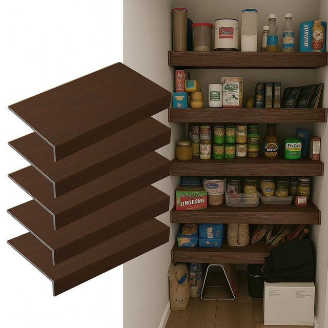 Gideio 5 Pack 33x12in Wire Shelf Cover for Pantry, Closet, Kitchen – Waterproof PVC Wood-Look Wire Rack Covers for Shelves, Multiple No-Tool Installation