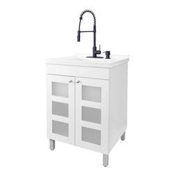 TEHILA 25"W x 21.75"D White Cabinet and Thermoplastic Laundry/Utility Tub with Faucet at Menards®