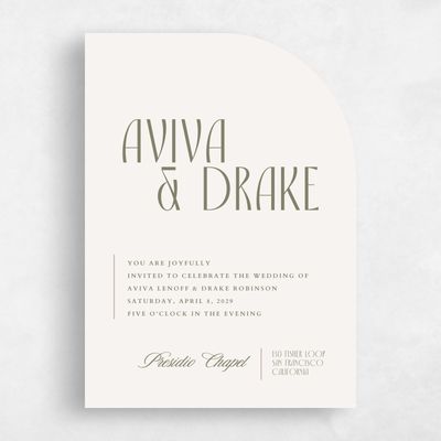 Beige Half arch Wedding Invitation - Trogir Portrait