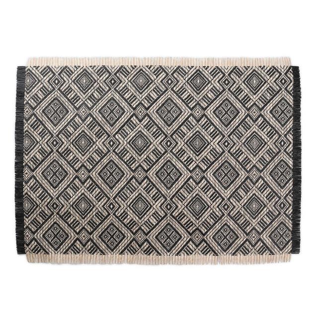 Destination Summer Fringe Geometric Placemat in Black/Tan