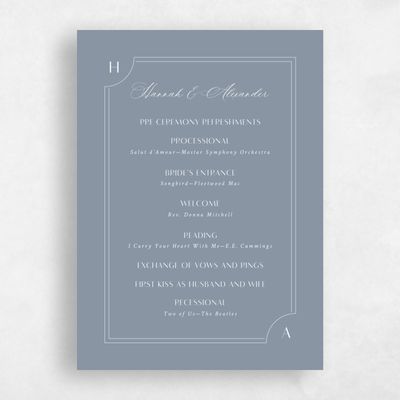 Dusty Blue Wedding Program - Lynx