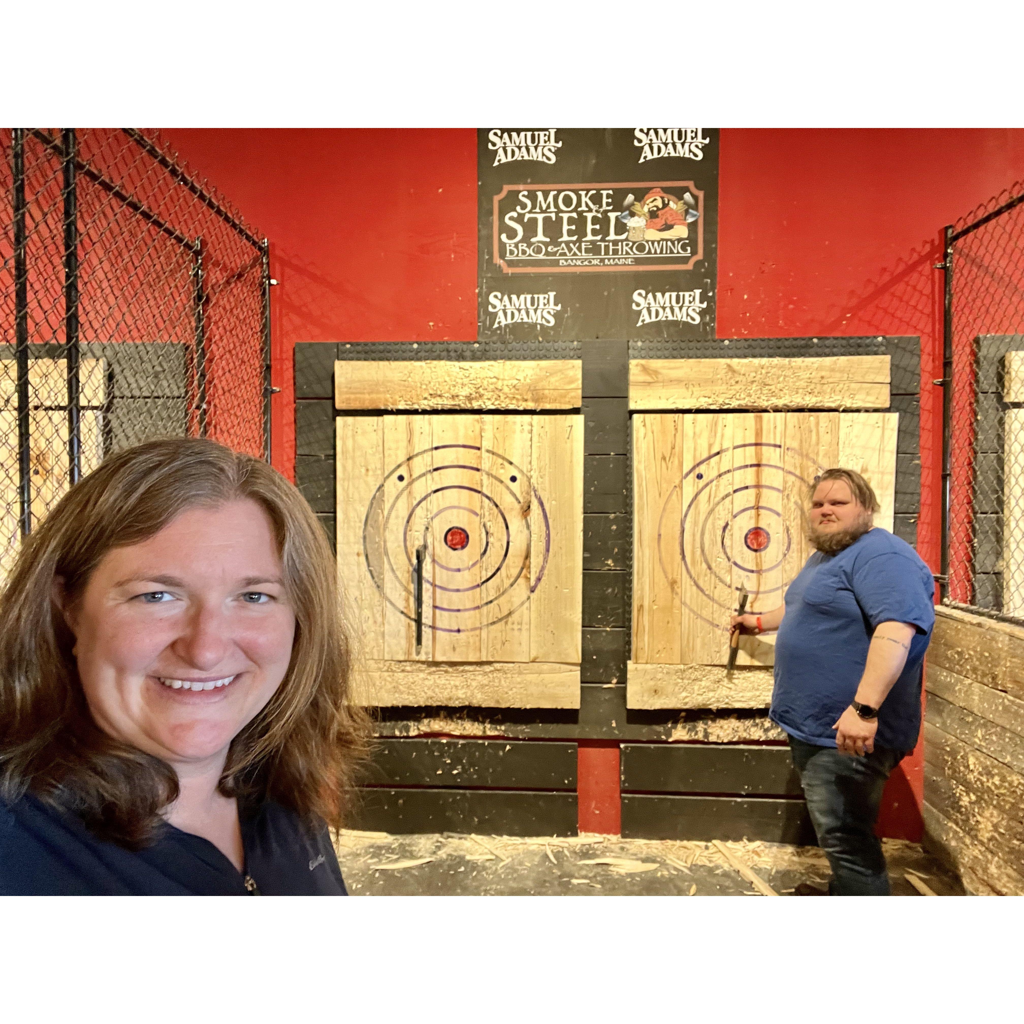 Axe Throwing - he hits his target, I nearly kill people