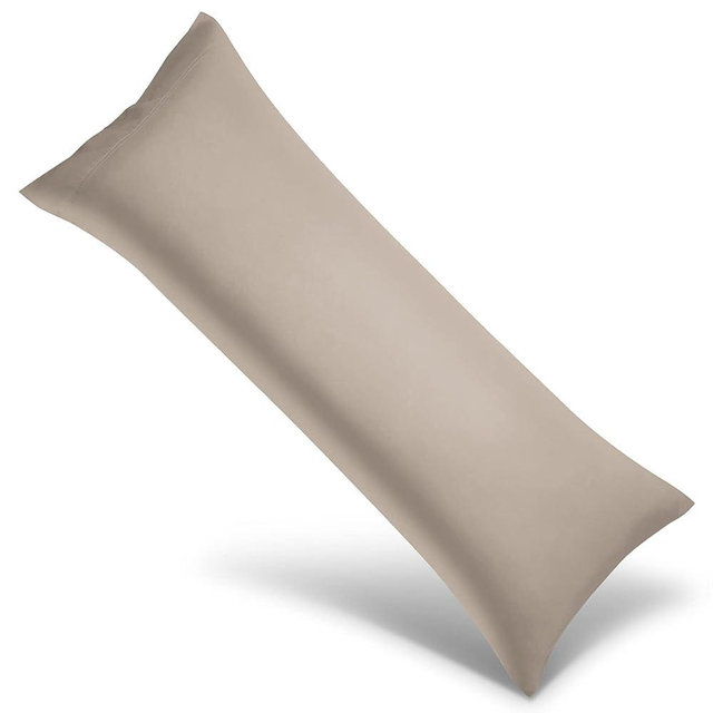 WishSmile Body Bamboo Cooling Pillowcases Long Pillow Cases Breathable Cool Silky Soft Moisture Wicking for Hot Sleepers,Hair and Skin Friendly,Taupe,1 Pack,20x54 inches