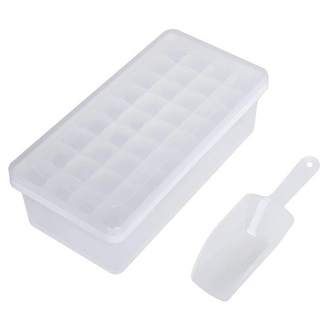 CZWL&HG Ice Cube Tray With Lid and Bin,36 Nugget Silicone Ice Tray,Flexible Safe Ice Cube Molds Comes with Ice Container, Scoop and Cover (white)