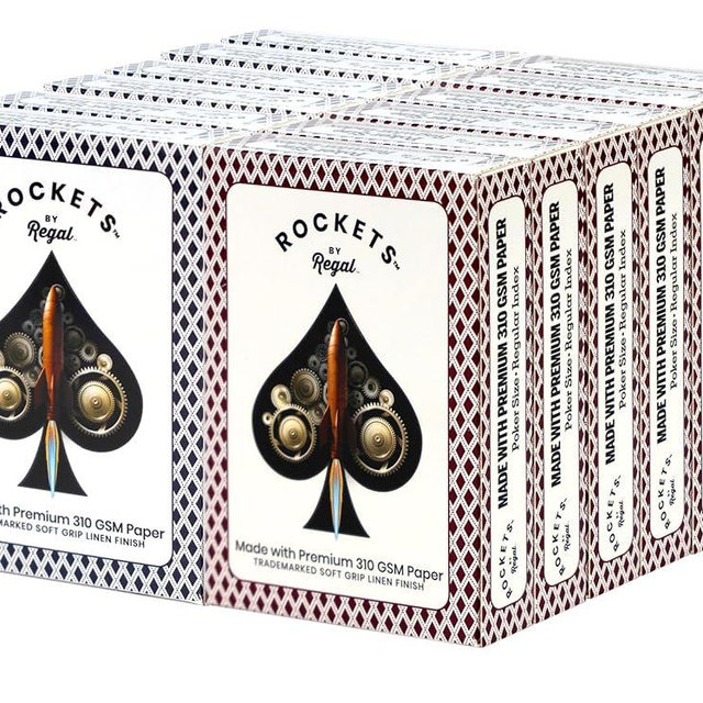 Regal Games [12 Decks] Rockets Bulk Playing Cards Set for Adults & Professionals - 310 GSM Linen Finish - Poker Cards for Blackjack, Euchre, Canasta - Casino Grade, Travel & Game Night Cards