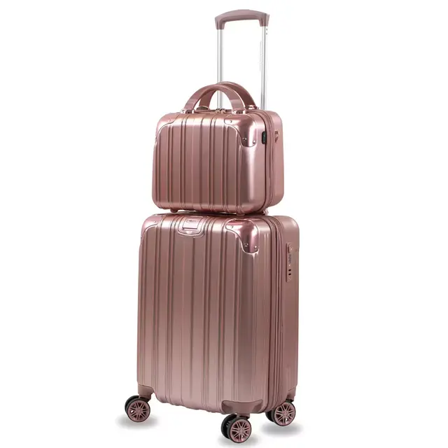 American Green Travel Melrose 2-Piece Vanity Case and Carry On Luggage Set in Rose Gold