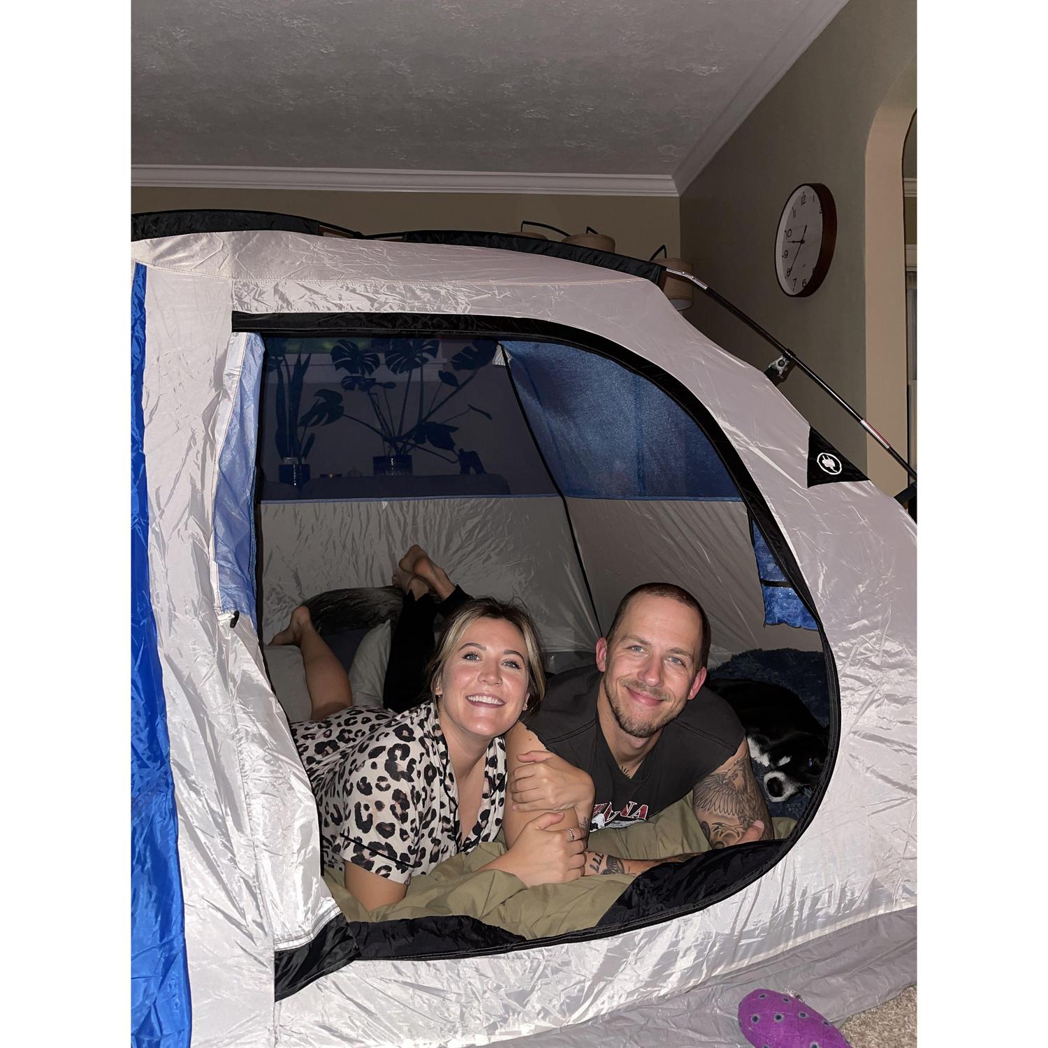 Celebrated our 1 year anniversary by camping in our living room tent and all