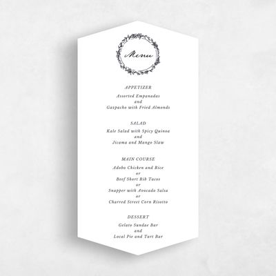 White Diamond Wedding Menu - Violet