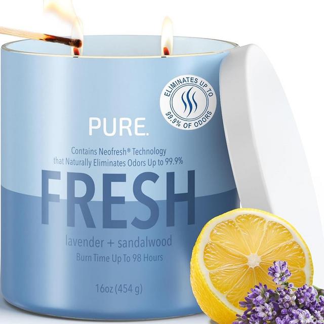 Candle-Lite Pure Lavender & Sandalwood Scented Candles, Odor Eliminating Neofresh Technology 99.9%, 16 oz 2-Wick Jar, 98 Hours Burn, Ideal Holiday Gift