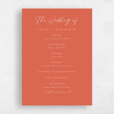 Burnt Orange Wedding Program - Paloverde