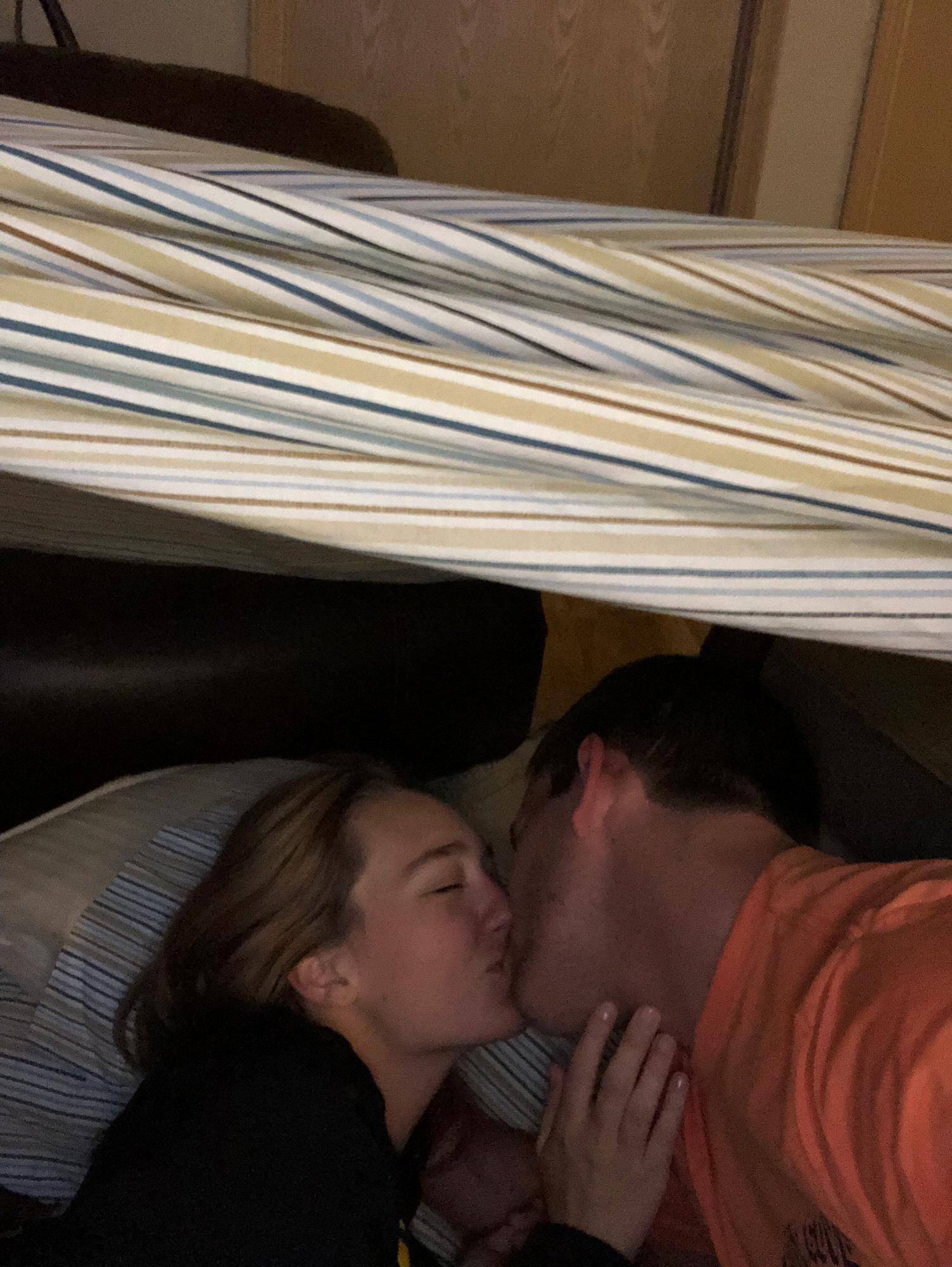 Cale bought a "date challenge" book for our one year of dating. This was one of the free dates. Indoor camping and watching " 10 Things I Hate About You."
