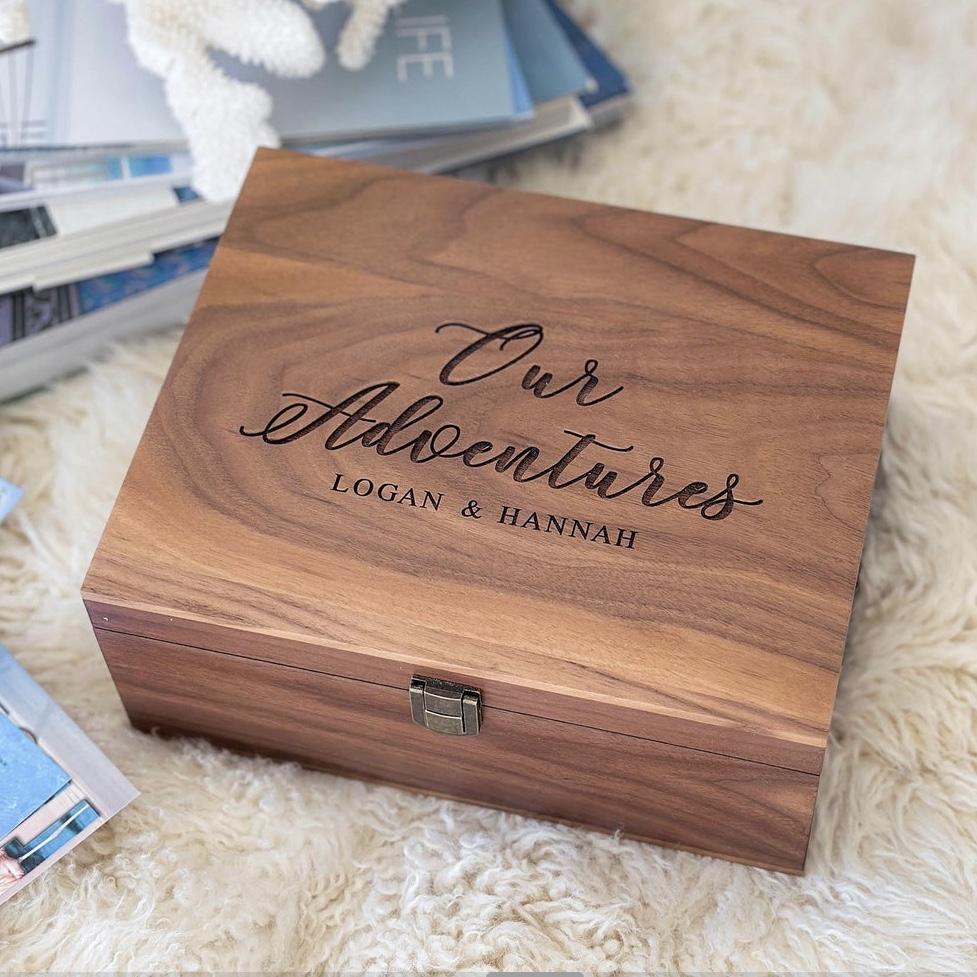 Personalized Walnut Keepsake Box, Wedding Memory Box, Wedding Keepsake Box, Anniversary Gift, Bridal Shower Gift, Gift For Couple